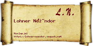 Lohner Nándor névjegykártya